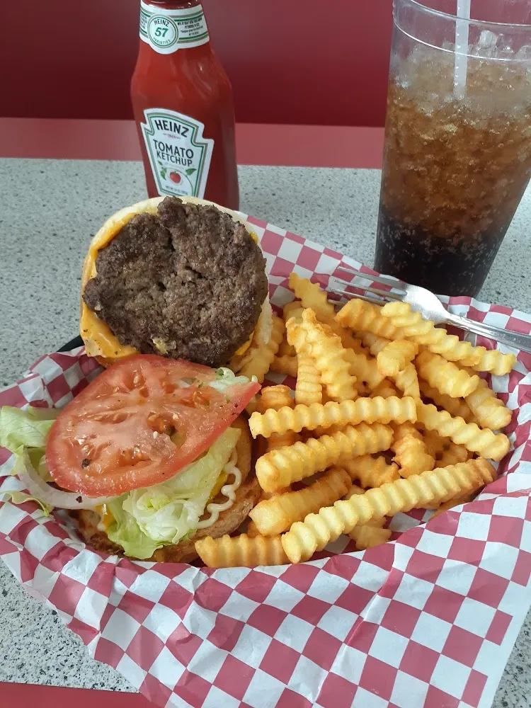 Burger and Fries with Cheese